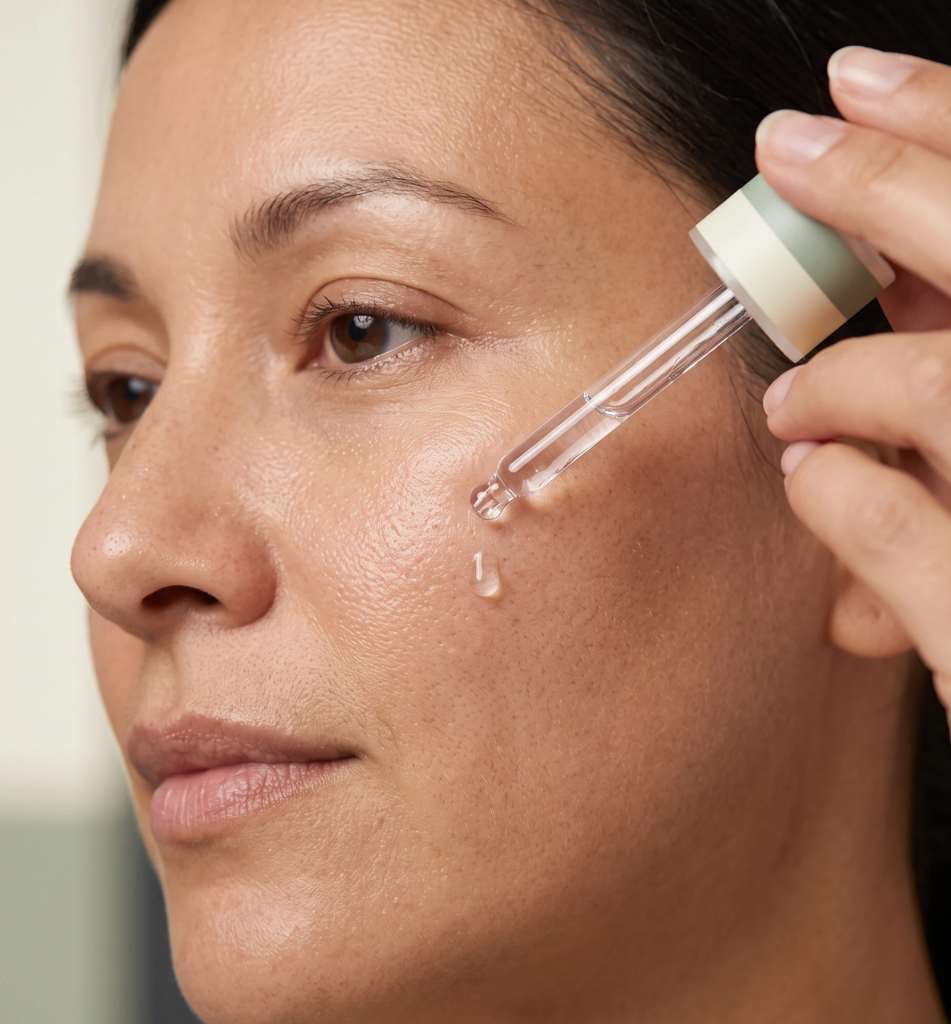 Woman applying moisturizer during her daily skincare routine